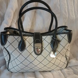 EUC Dooney & Bourke Cream and Black Leather Bag